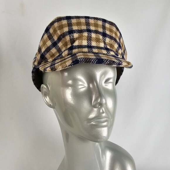 AQUASCUTUM Vintage Classic Check Plaid Wool Newsboy Hat - Picture 2 of 9